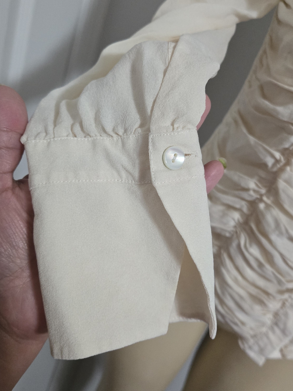 Talbots Cream Ruffled Button-Down Blouse - Picture 2 of 10